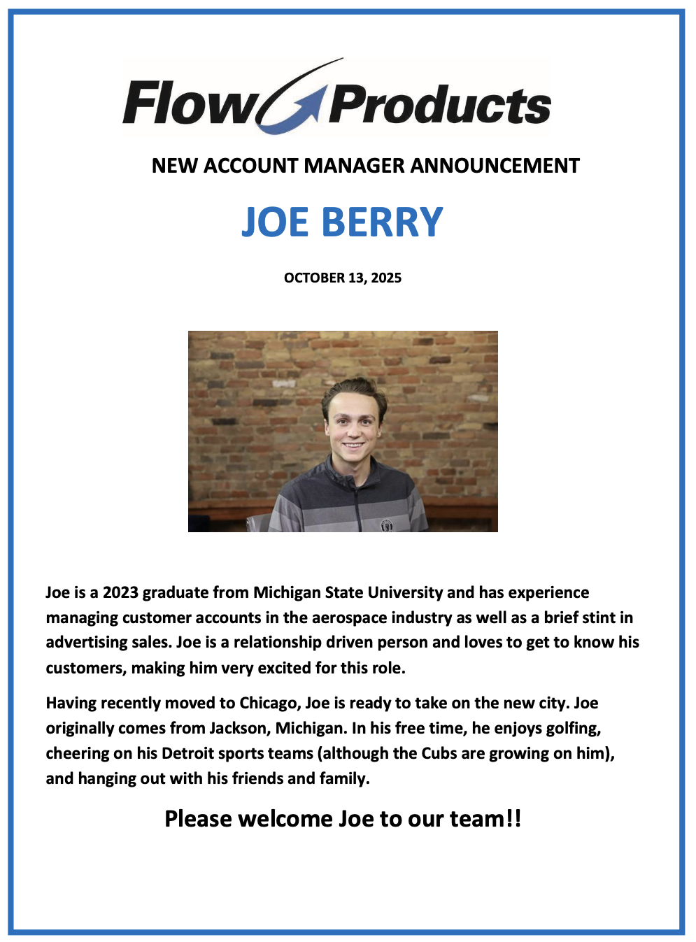 Joe Berry new manager