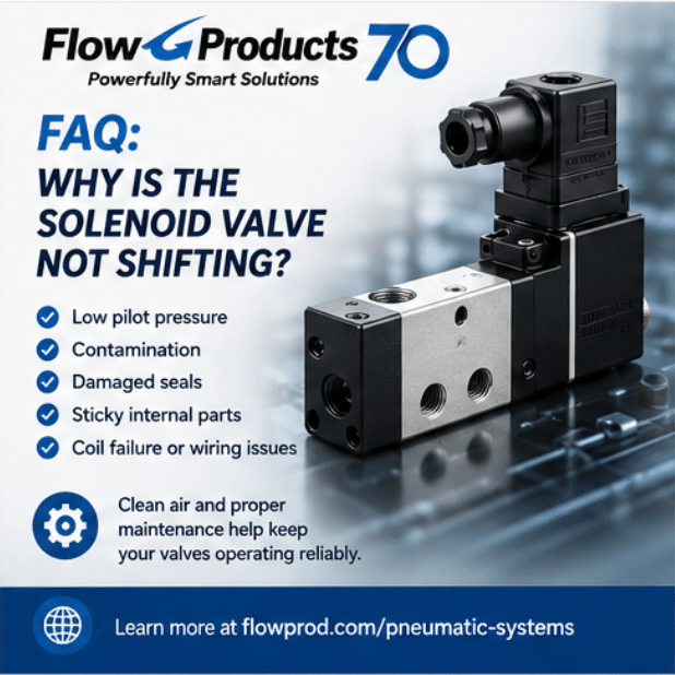 Why is the solenoid valve not shifting in a pneumatic system?